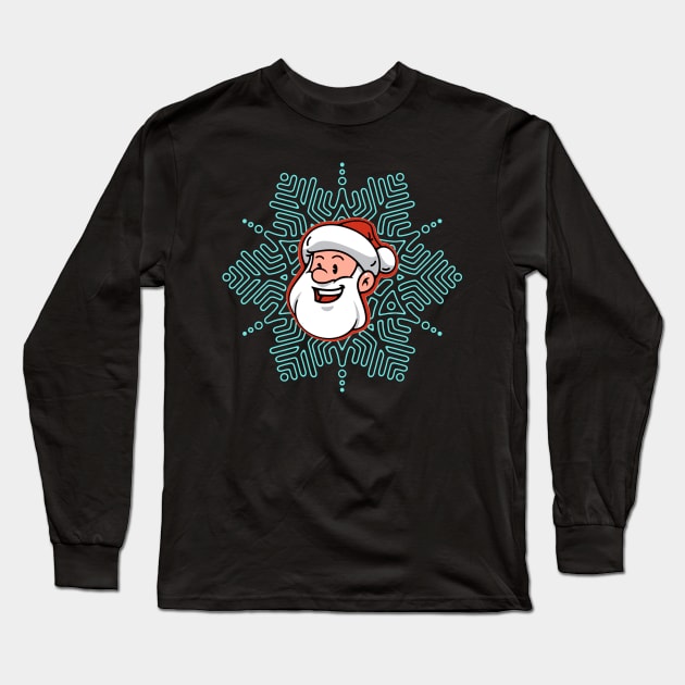 Santa Snowflake Long Sleeve T-Shirt by Midcenturydave